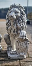 🔶Löwe Steinfigur mit Wappen Löwe Steinkunst Skulptur Tierfiguren BLACKFORM
