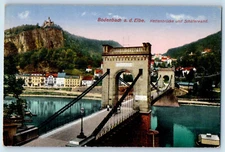 Podmokly Bohemia Czech Republic Postcard Chain Bridge and Schäferwand c1910