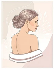 Digital Minimalist Line Art Woman Portrait - Modern Abstract Wall Art Print