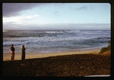 1973 Slide Man Woman Sunset Beach Hawaii #2986