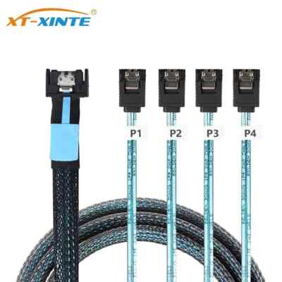 SlimSAS 8654 MCIO 4I 38pin to 4X SATA Cable PCIE5.0 PCI-E Server Data Connection