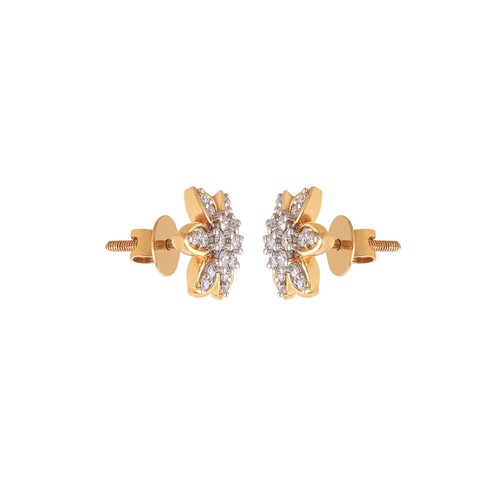 Pave 0,53 Cts Rund Brilliant Cut Natürliche Diamanten Ohrstecker In 750 18K Gold - Bild 3 von 3