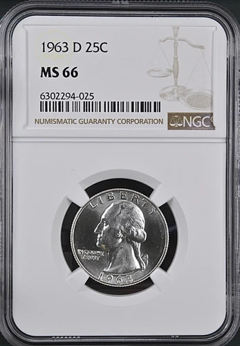 1963-D 25C Washington Quarter Dollar  NGC MS66   6302294-025