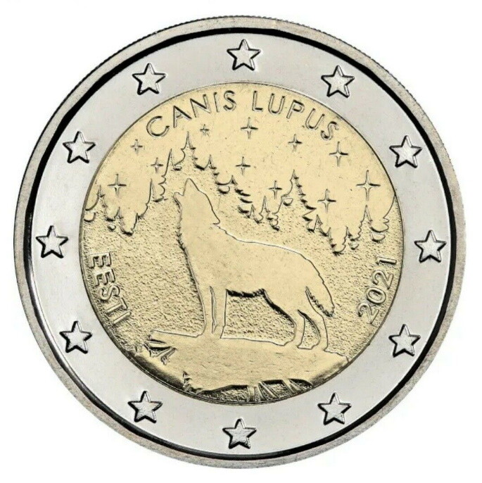 Estonie 2021 Euros Commémoratifs Loup