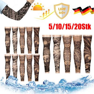 Tattoo Armlinge Armkühler Set UV-Sonnenschutz Tattoos Arm Sleeves Damen Herren