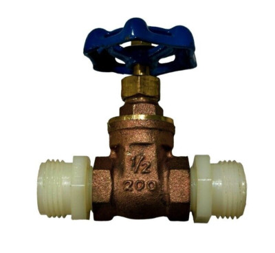 Watts WGV 1/2 Inch Brass Foreign Gate Valve w Added Threaded 1/2 Inch Couplings