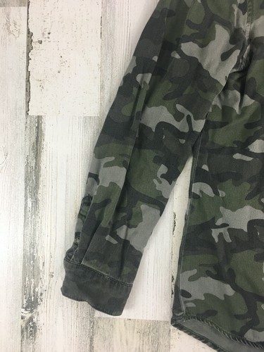 Time and Tru Womens S 4 6 Green Camo Snap Button Down Long Sleeve Shirt - Picture 7 of 13