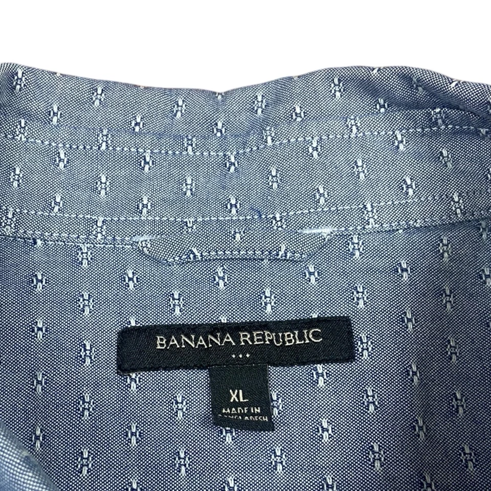 Camisa de vestir Banana Republic azul claro blanco moteado con botones talla XLarge Foto 3 de 4