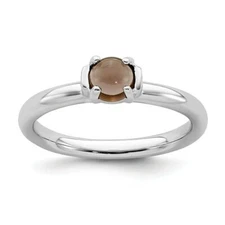 Sterling Silver Natural Smokey Quartz Stone Ring, Fashion Jewelry QSK619