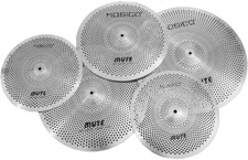 Low Volume Cymbal Pack Mute Set 14'Hihats 16"Crash 18'Crash 20"Ride 5 Pieces Sil