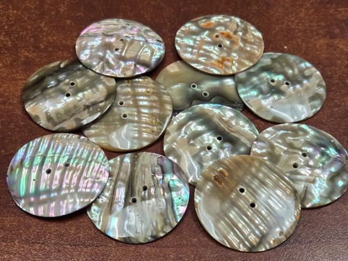 6 STÜCK RUNDE ABALONE MUSCHELROHLING NÄHEN KNÖPFE 40 MM