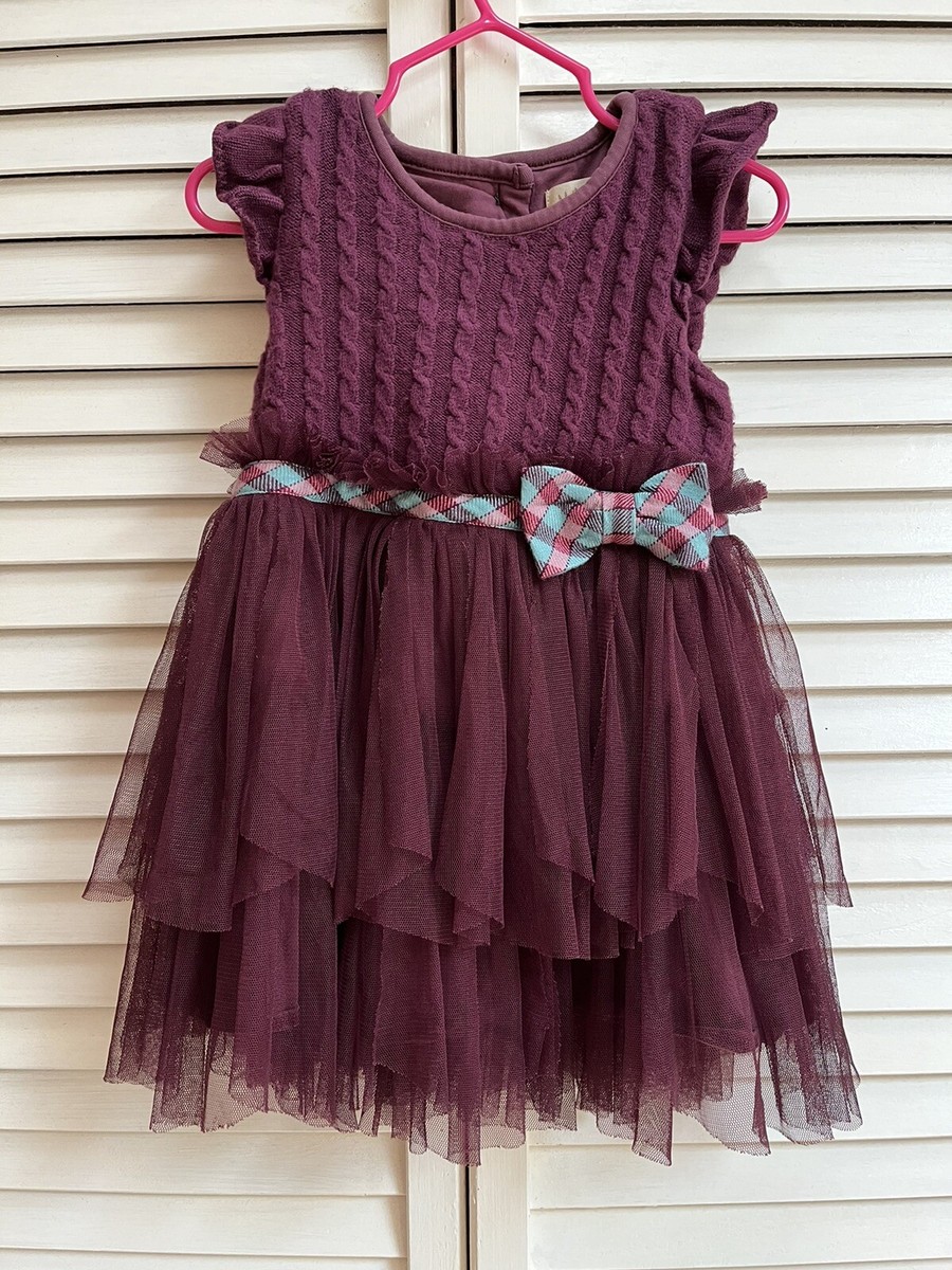 knit tulle dress Matilda Jane Sweater bow Purple Once Upon a Time Sz. 18-24 mts Colour|Chartreuse