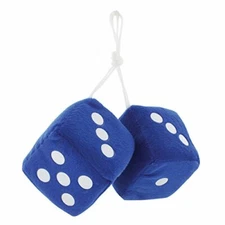 United Pacific C5038B 3" X 3" Classic Fuzzy Dice - Blue - 1 Unit  (Pair)
