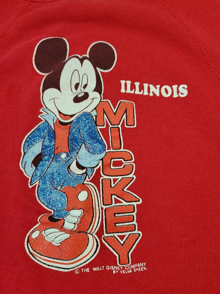Suéter delgado Mickey Mouse Disney años 70 Illinois brillo velva 50/50 juvenil L 14-16 Foto 4 de 4