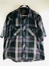Rock Creek Ranch Shirt Big Men's 2X 18/18.5 Black Blue Maroon Western Pearl Snap