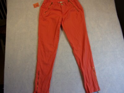 Michael Kors Chino Pants Women 2 Peach  Cotton Trouser Pockets Zipper