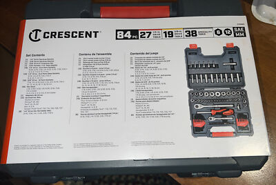 Crescent 84-Piece Mechanics Tool Set - 1/4 & 3/8 Drive SAE/Metric Sockets & Wrenches