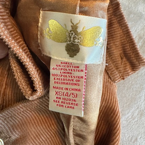 New YES Girls Gold Button Brown Corduroy Jacket Military Embroidered Size S 4/5 - Picture 8 of 10