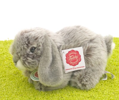Teddy Hermann Plüschtier Hase Widderkaninchen sitzend grau 18 cm