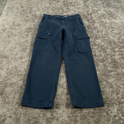 Duluth Trading Co Pants Mens 32x29 Blue Canvas Flex Fire Hose Cargo Work Tag:34