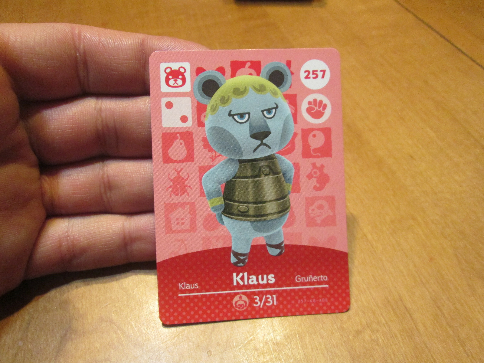 Carta Amiibo Originale Klaus N. 257 EU | Animal Crossing