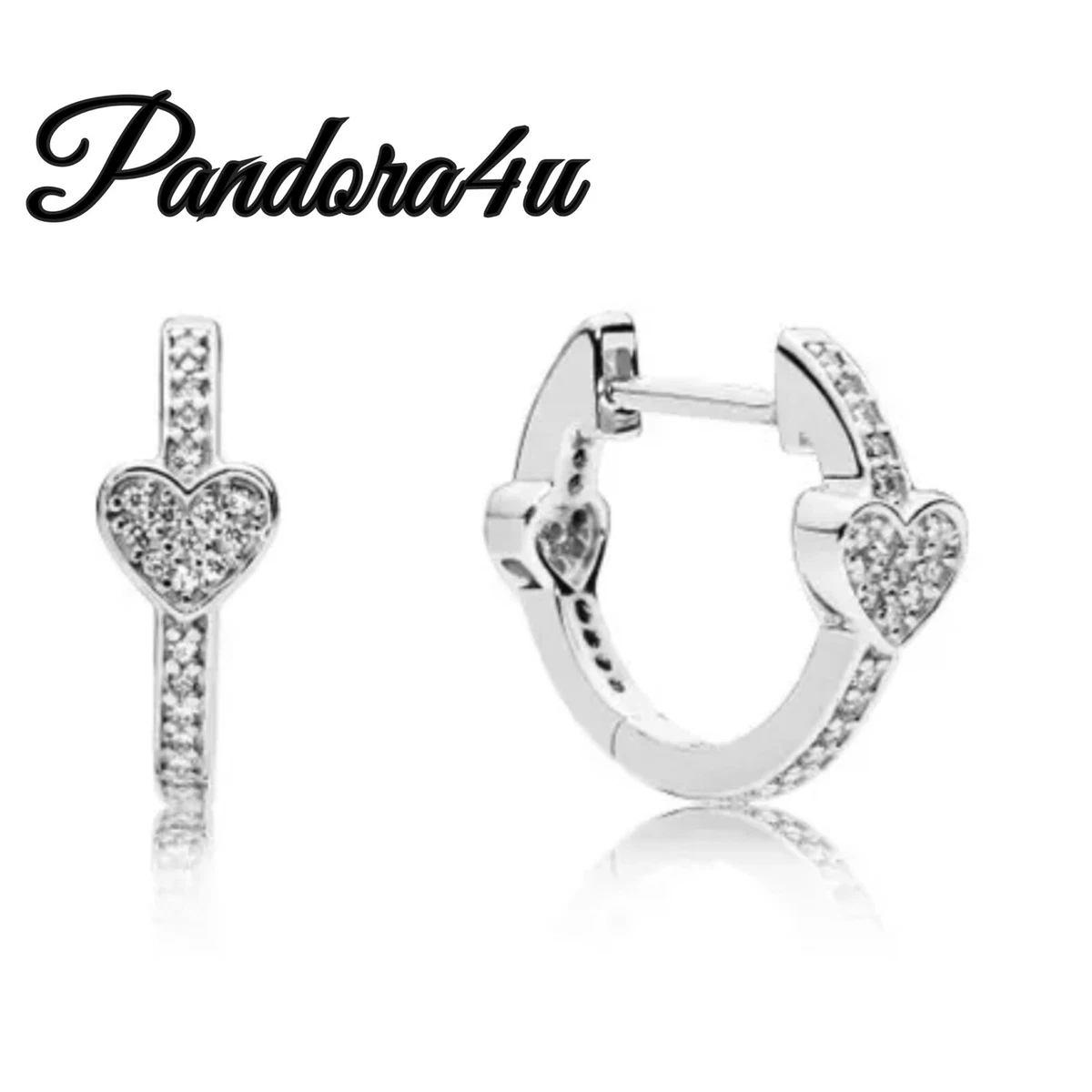 AUTHENTIC S925 PANDORA ALLURING HEART HOOP EARRINGs NeW Tags PAN