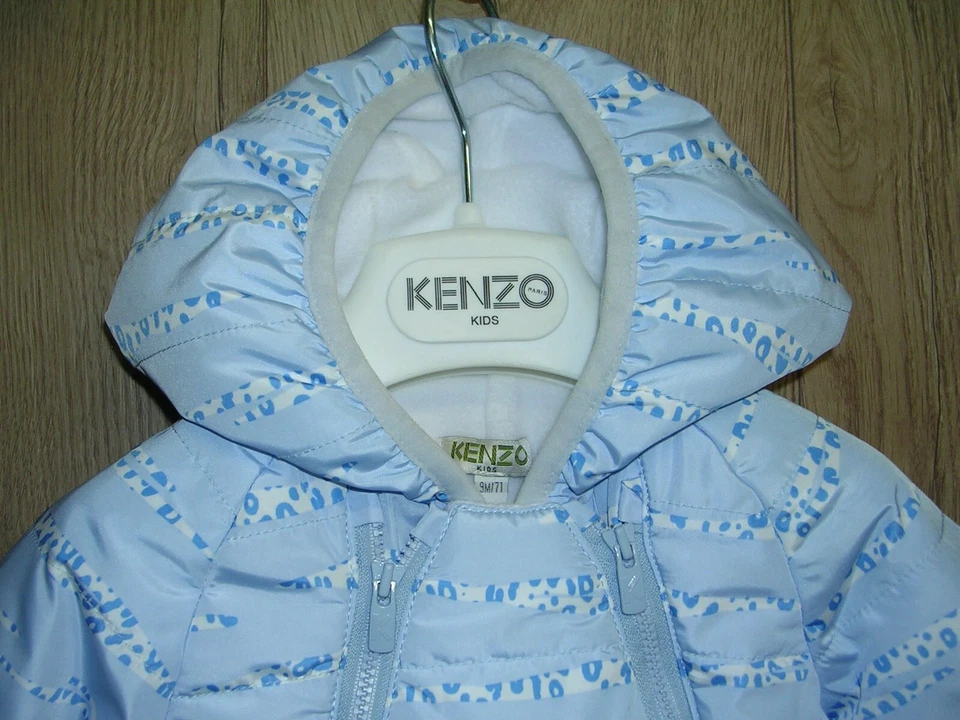 Kenzo Boys New Fleece Lined Blue White Snow Pram Suit Snowsuit Age 9 Months - Image 4 of 4