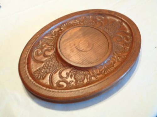 Servizio piatti in legno intagliato centrotavola sottopiumino ananas 12" x 16" vintage - Foto 8 di 12