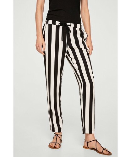 Mango coulisse Black \u0026 White Stripe Pantaloni Taglia Large | eBay