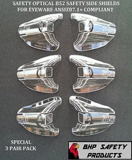 B52+ SIDE SHIELDS FOR RX GLASSES SAFETY EYEWEAR EYE PROTECTION ANSI Z87.1 (3 PR)