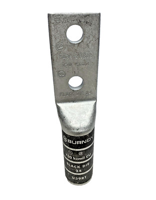 Burndy YA39-2NG13 Copper 2-Hole Long Barrel Compression Lug 750 KCMIL, Black Die