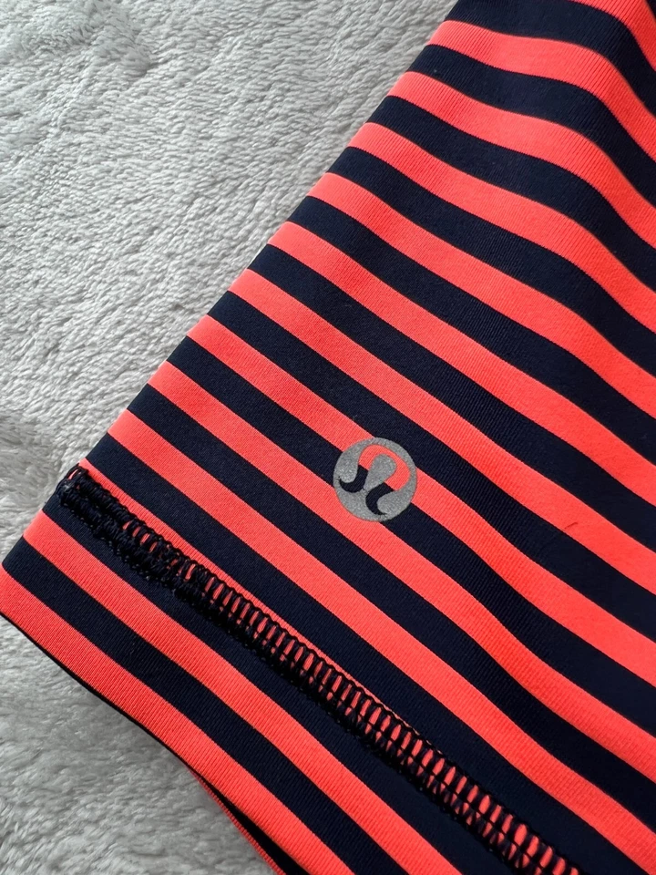 Lululemon Women's Free To Be Tank Top Navy Orange Striped Scoop Neck Size 6 Nulu - Image 3 of 4