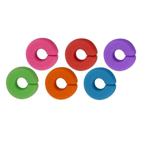 Wine Glass Markers Set of 12 Mini Circle Silicone Drink Glass Charms Tags Labels - Picture 9 of 9