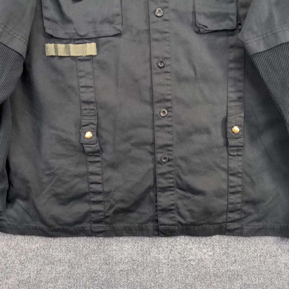 Raw Blue Men's Button-Up Shirt Black 3XL Long Sleeve Multi Pocket Cotton Blend - Image 4 of 4