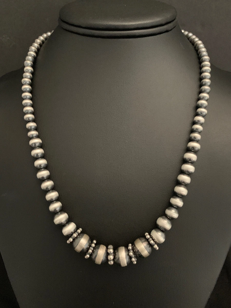 Sterling Silver Graduated Navajo Pearls Bead Necklace 18 Inch eBay