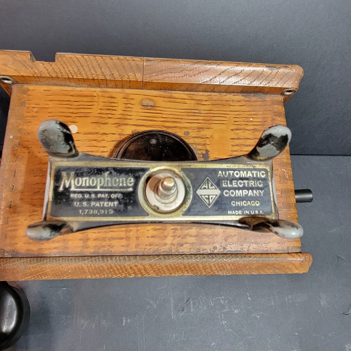 Antique Automatic Electric Co. Monophone Wood Box Telephone