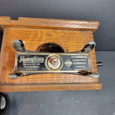 Antique Automatic Electric Co. Monophone Wood Box Telephone