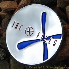 X-FILES Themed Geocoin - Blue Version Trackable Icon 