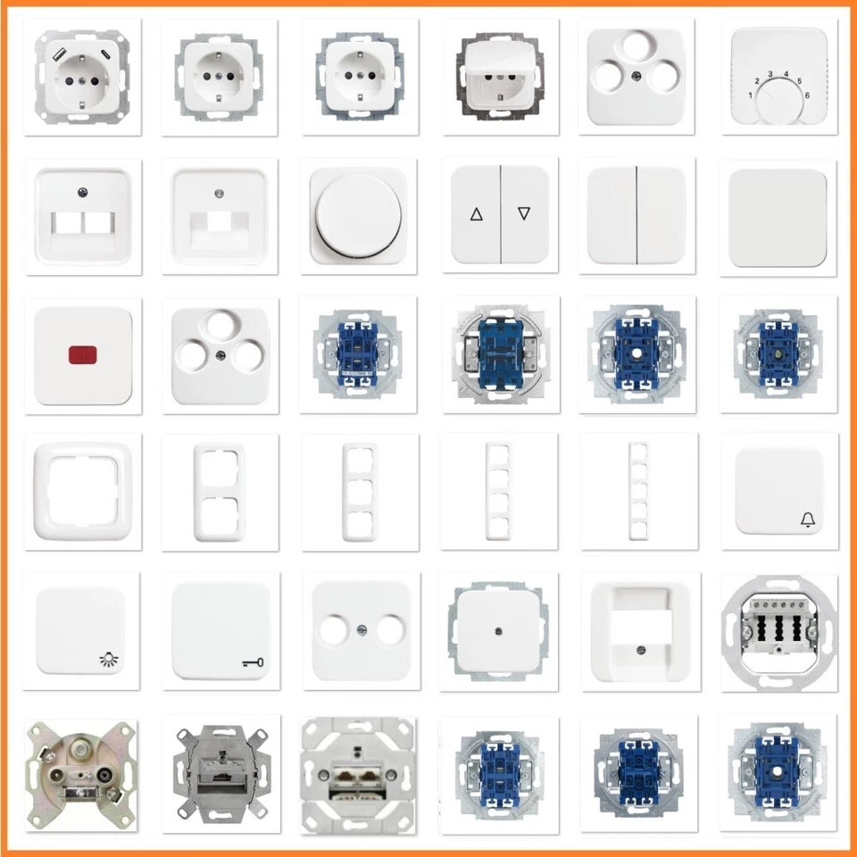 BUSCH-JAEGER Reflex SI® Alpinweiß 214 USB Steckdose Rahmen Schalter Wippe Taster