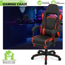 Red[EXTENDABLE FOOTREST]Gaming Racing Chair Home Office Seat Recliner w/Footrest