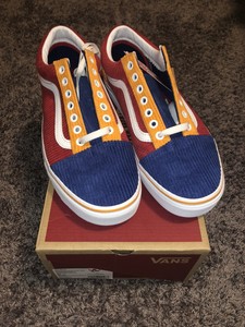 orange red and blue vans