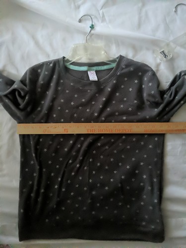 Velour Pajamas Size M Long Sleeve  Pants Gray White Stars  Soft  So Intimates  - Picture 7 of 7