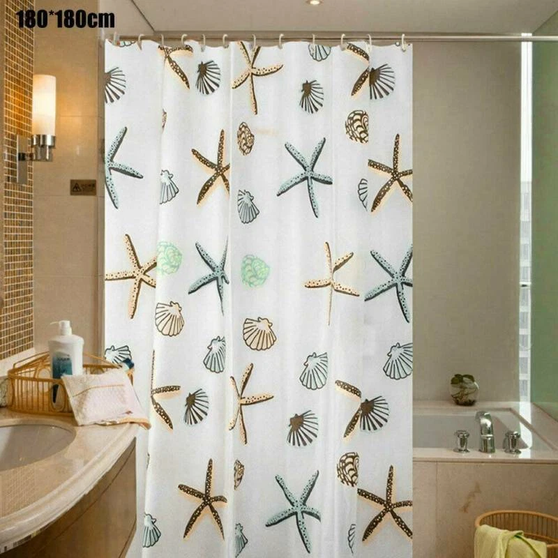 Modern Bathroom Extra Long Shower Curtains Wide 180 X Drop 200 Cm With Hooks Uk