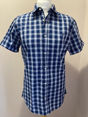 Jack & Jones Shirt Size S Men s Short Sleeve Navy Blue Derby Check BNWT
