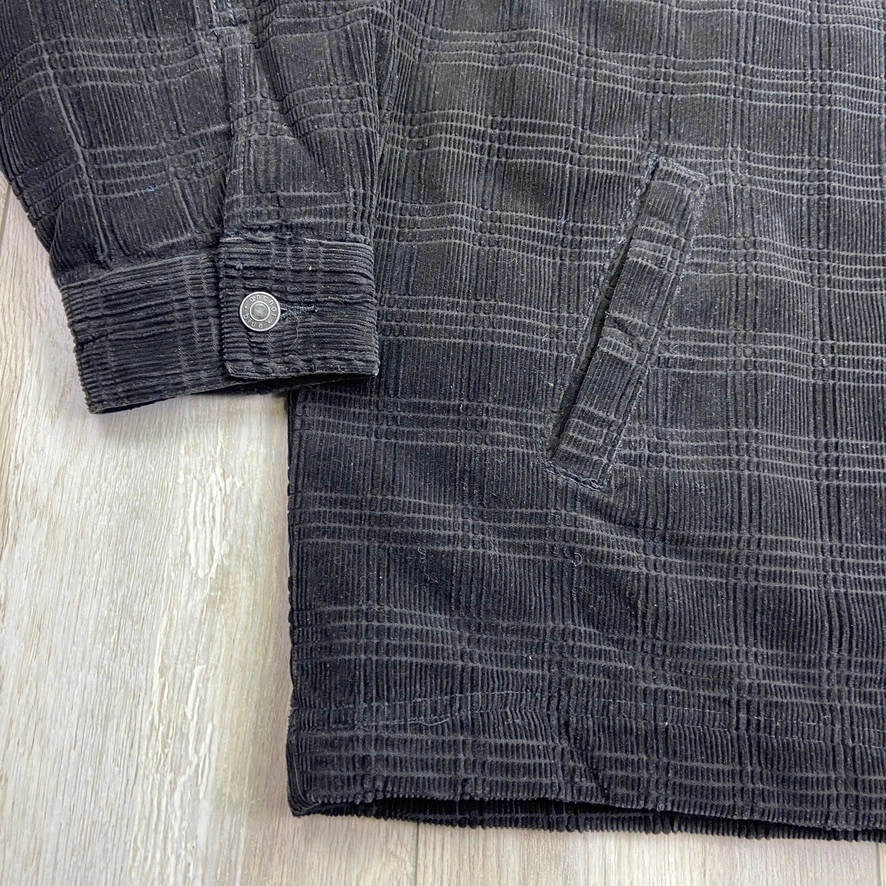 Chaqueta de pana azul ancla vintage para hombre L negra acolchada forrada con cremallera holgada para hombre Y2K Foto 3 de 4