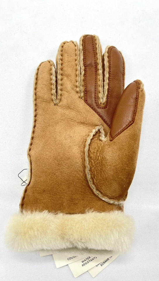 Guante UGG Mujer Pequeño Piel de Oveja Costura Expuesta ÚNICO Derecho SOLO Marrón Castaño Foto 3 de 4