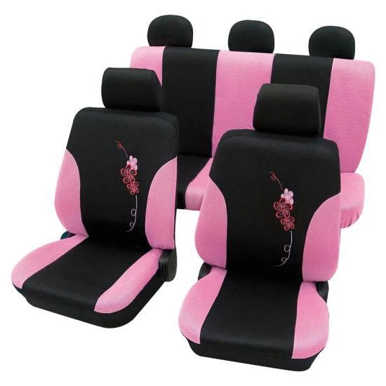 Girly Car Seat Covers Pink Black Flower For Mercedes B Class