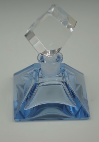 ART DECO CZECHOSLOVAKIA PERFUME SCENT BOTTLE ICE BLUE BI COLOR  - Picture 4 of 8