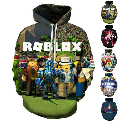 Kids Roblox Cartoon Hoodie Hooded Sweatshirt Girl Boy Costume Tops Clothes Gifts - Picture 1 of 17