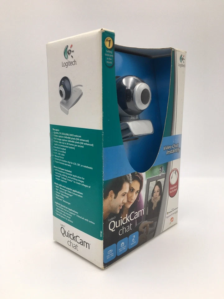 Logitech QuickCam Chat USB Video Webcam Conferencing Web Camera Skype & Headset. - Image 3 of 4